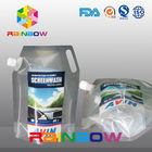Dicetak Logo Kustom Liquid Spout Bags Stand Up Pouch Dengan Pegangan Untuk Mobil Gas Minyak / Bensin