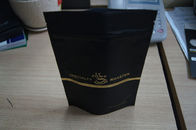 Kantong Teh Kemasan Aluminium Foil / Stand Up Matt Black Plastic Coffee Bag Dengan Zip Lock