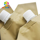 Stand up moncong miring kertas kraft berlapis foil spout pouch packaging untuk air / minyak
