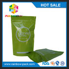 Aluminium foil Stand up custom customized Green green tea packaging packaging dengan notch zipper dan tear