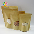 Ukuran Costomized Kraft Paper Bags Oval Window Untuk Makanan / Daging Kering / Produk Laut