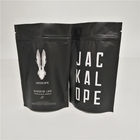 Matte Black Makanan Kemasan Film Stand Up Coffee Bags Logo Kustom Dengan Zipper Top
