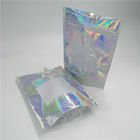 Holographic Laser Aluminium Foil Bag Kustom Logo Printing Zipper Top Untuk Bulu Mata