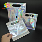 Skincare Cosmetic Packaging Bag Hologram Foil Bath Salt Packing Dengan Jendela / Gantungan