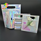 Skincare Cosmetic Packaging Bag Hologram Foil Bath Salt Packing Dengan Jendela / Gantungan