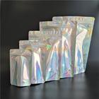 Holographic Stand Up Foil Kantong Aluminium Foil Mylar Ziplock Untuk Hadiah / Kosmetik