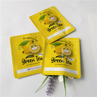 Tas kemasan kosmetik khusus berwarna kuning mengkilap / kantong perawatan kulit rasa teh hijau datar