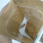 Daur Ulang Stand Up Pouch Food Grade Zip Lock Heat Seal Dicetak Biodegradable Custom Food Kraft Paper Bag Dengan Jendela Yang Jelas