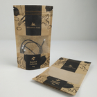 Daur Ulang Stand Up Pouch Food Grade Zip Lock Heat Seal Dicetak Biodegradable Custom Food Kraft Paper Bag Dengan Jendela Yang Jelas