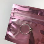 Ukuran Kecil Plastik Rose Gold Ziplock Pouch Pencetakan Logo Tiga Sisi Segel Tas Ritsleting Untuk Perhiasan Dengan Jendela