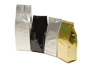 Glossy Finish Bottom Gusset Coffee Packaging Bags Dengan Zipper / Valve