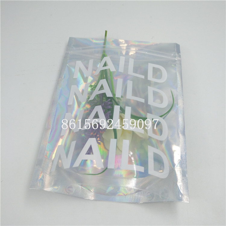 Holographic Laser Aluminium Foil Bag Kustom Logo Printing Zipper Top Untuk Bulu Mata