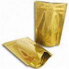 Kemasan Kantong Plastik Glossy Emas Dengan Ritsleting / Tas Kemasan Pencetakan Emas
