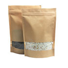 Stand Up Kraft Paper Chestnut Packaging Bag Dengan Ziplock Dan Jendela Untuk Kemasan Makanan Kering