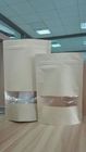 Ziplock Stand Up Kustom Kraft Paper Food Packaging Bags Dengan Jendela Rectangle