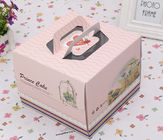Pink Blue Square Kue Ulang Tahun Kotak Kertas Kemasan / Kotak Hadiah Disesuaikan