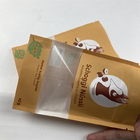 Kantong Stand Up Resealable Disesuaikan yang Dapat Didaur Ulang Makanan Hewan Kantong Kertas Kraft Coklat