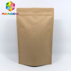 Stand Up Plastic Brown Kraft Paper Bag Kantong Kertas Disesuaikan Dengan kunci Zip Untuk Biji Kopi