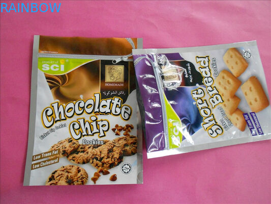 OEM Stand Up Zipper Cookies / Kemasan Tas Makanan Ringan dengan Zip Top