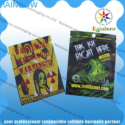 Heat Seal Plastic Herbal Incens Bags, Aluminium Foil Bag Ziplock