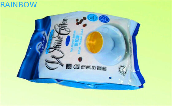 Side Gusset Foil Stand Up Pouches 100 mikron Untuk Kemasan Kopi Putih