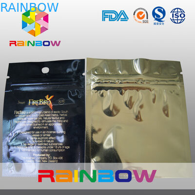 Flat tiga sisi disegel ritsleting mylar foil dengan lubang hange