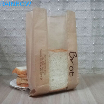 Tas Kertas Kraft Roti / Susu Laminasi Multi Layers Dengan Jendela Yang Jelas