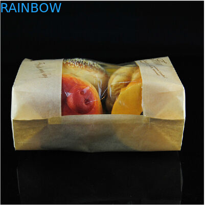 Stand Up Packing Makanan Disesuaikan Kraft Paper Bags Clear Window For Bread
