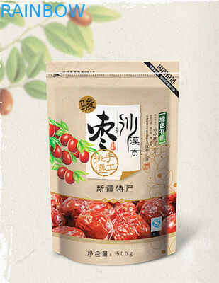 Kemasan Custom Printing Foil Pouch Dengan Zipper Dan Bottom Gusset Untuk Kemasan Beras