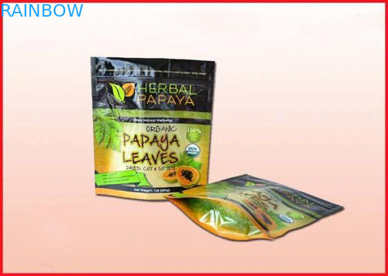 Stand Up Herbal Leaves Dicetak Ziplock Bags Resuable Aluminium Foil
