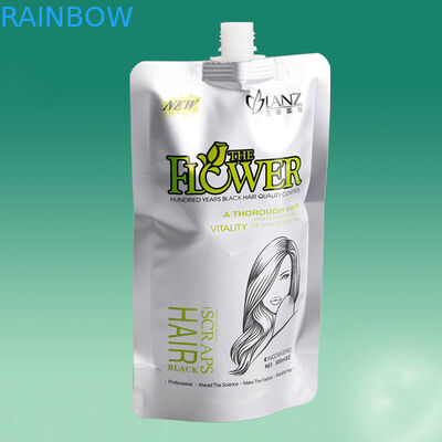 Silver Stand Up Spout Pouch Kemasan Foil Didaur Ulang untuk Perawatan Rambut