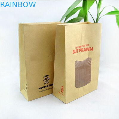 Food Grade Disesuaikan Kraft Paper Bags Hapus Window Untuk Roti