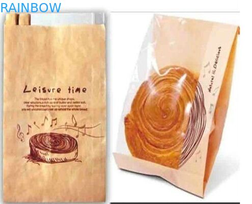 Food Grade Disesuaikan Kraft Paper Bags Hapus Window Untuk Roti