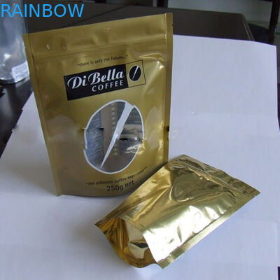Coffe / Tea Moistureproof Stand Up Pouch Bag Plastik Emas Oval Jendela