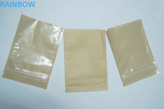 Cetak Offset Brown Kraft Paper Bags Satu Sisi Full Window Dan Zipper