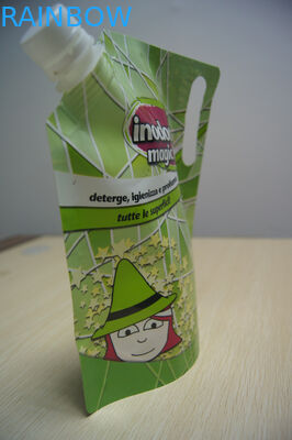 Green Drink Spout Pouch Packaging Die Cut Handle untuk LIquid Packaging
