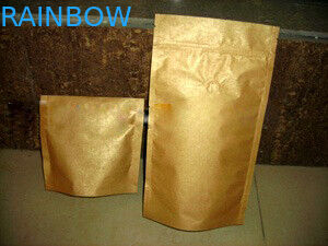 Ziplock Aluminium Foil Dilaminasi Pencetakan PenuhTas Plastik Emas Stand Up Matte Finish