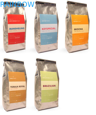 Printed Matte Finish Coffee Bags Kemasan Tin-tie Bawah Silvery Square