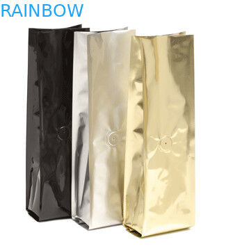 Glossy Finish Bottom Gusset Coffee Packaging Bags Dengan Zipper / Valve