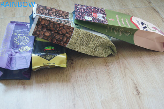 Gusset Side Laminated Matte Finish Kantong Teh Kemasan Pencetakan Berwarna-warni Dengan Katup