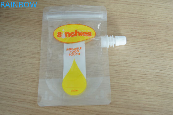 Jelas Stand Up Kuning Spout Pouch Kemasan Reusable untuk Liquid Packaging