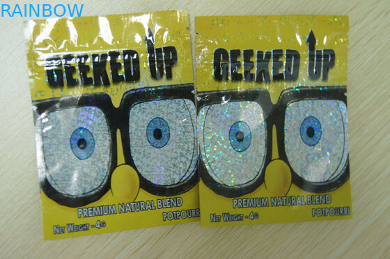 Kemasan Herbal Dupa Ziplock Film Laser Plastik 4g GEEKED UP Yellow