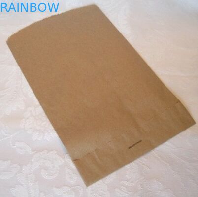 Flat Brown Kraft Customized Paper Bags Flat untuk Kemasan Makanan