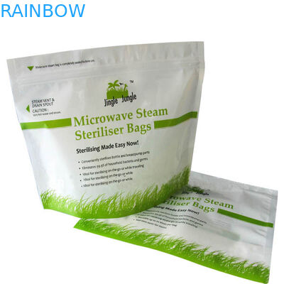 Hijau Laminated Microwave Food Vacuum Seal Bags Mencetak Dengan Zipper