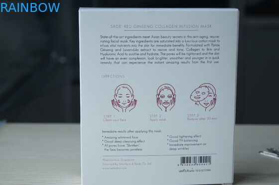 Kotak Kemasan Kertas Sade Merah Muda Kartu Putih Untuk Masker Kosmetik Ginseng Collagen