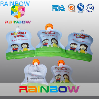 Silvery Stand Up Spouted Pouches Penuh Dicetak Dengan Pegangan / Label