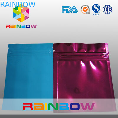 Tiga Side Biru / Merah Kecil Foil Pouch Kemasan Zipperlock, Laminated