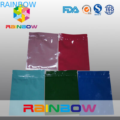 Tiga Side Biru / Merah Kecil Foil Pouch Kemasan Zipperlock, Laminated
