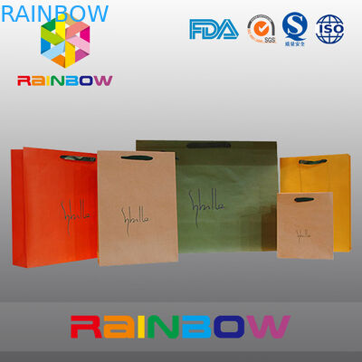 Desain Unik Tas Kertas Cetak Kustom Putih / Merah Dengan Pegangan