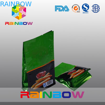 Plastik Shining Finish Flat Bottom Stand Up Chips Kemasan Tas Dengan Tear Notch